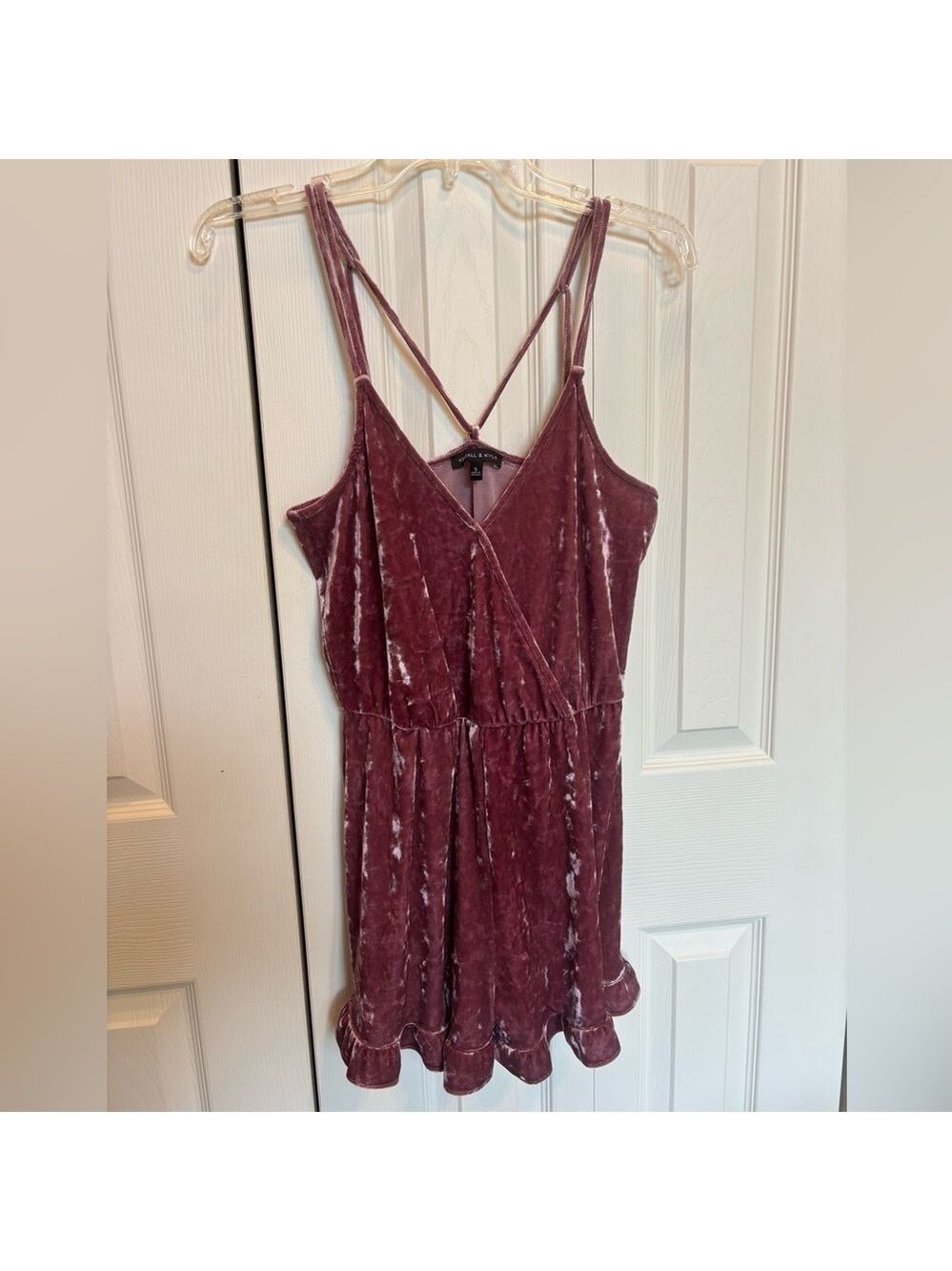 Kendall & Kylie Velvet Jumpsuit. Plum color. Strappy Top. Elastic Waist  Sz S